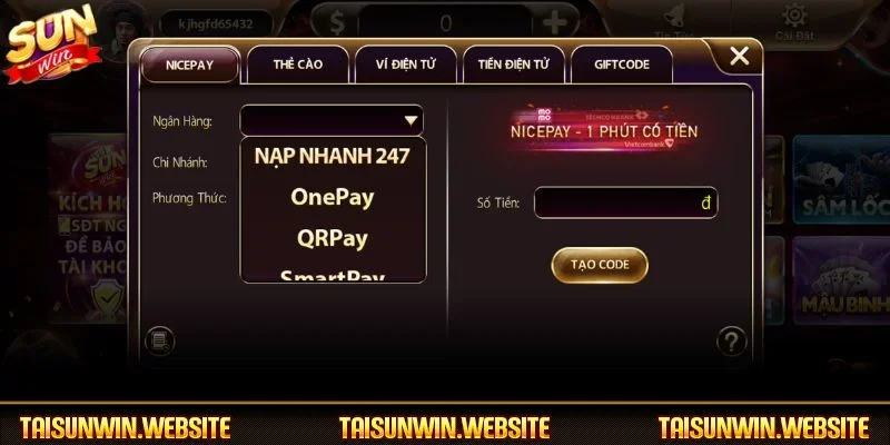 Hội viên có thể nạp tiền vào cổng game chỉ với vài thao tác