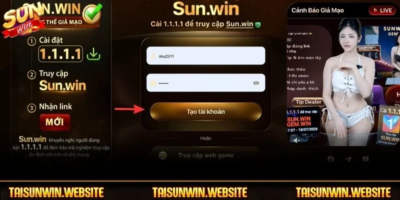 Hướng dẫn tạo tài khoản cụ thể từ cổng game SUNWIN