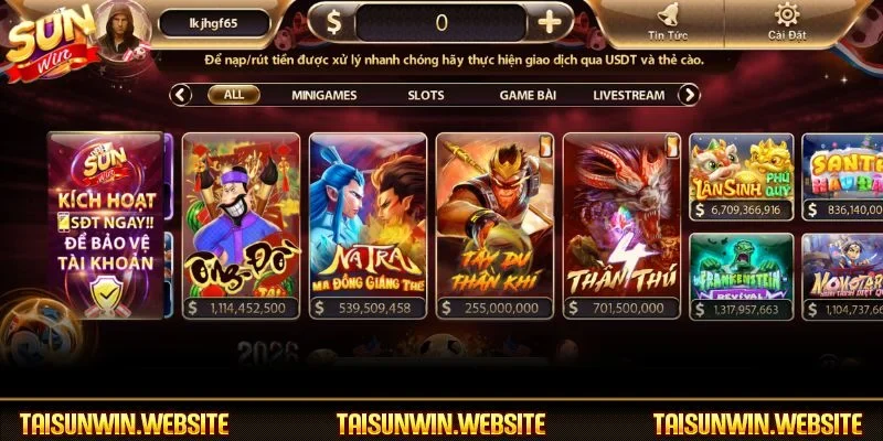 Sảnh Nổ hũ tại taisunwin.website có rất nhiều lựa chọn thú vị